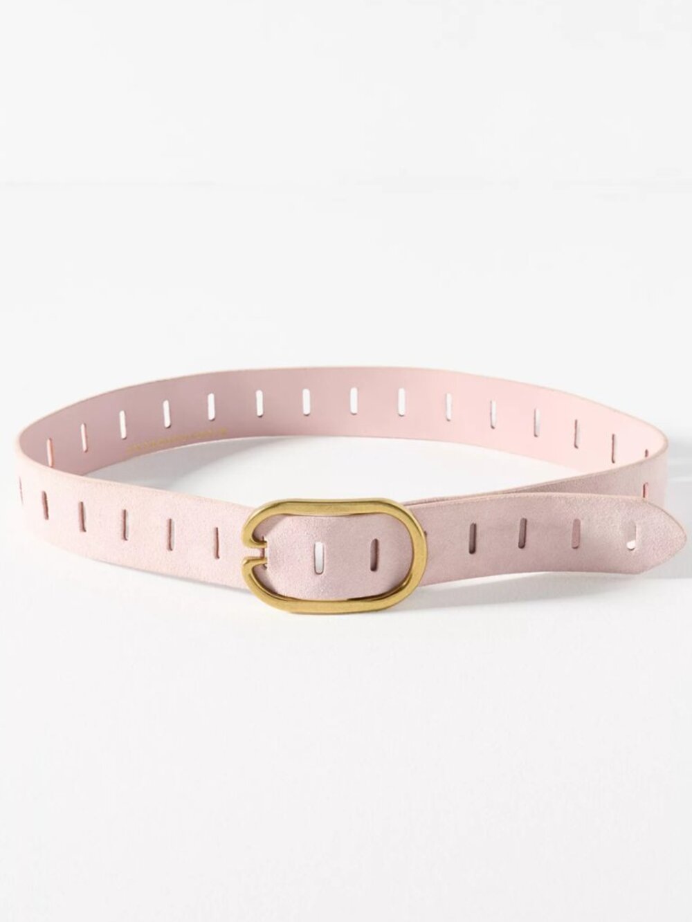 Anthropologie Adjustable Notch Belt Pink Suede L